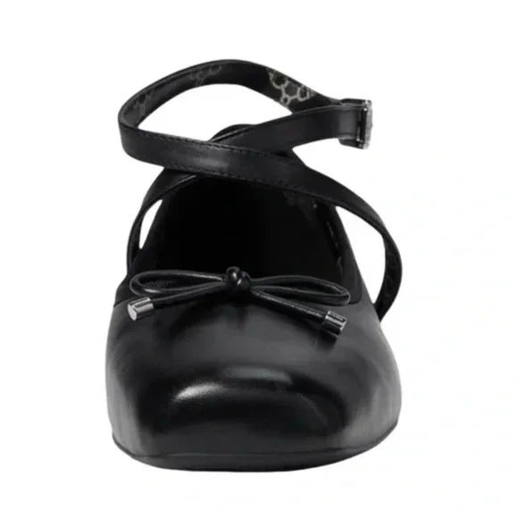 MICHAEL KORS • Black Collette Leather Flex Ballet Flat Shoes Includes Box•Size 8